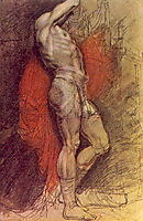 Standing sitter on the background of red drapery, 1802, kiprensky