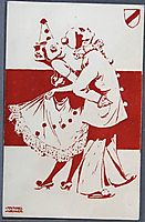 Red and white figures and small shield, kirchner