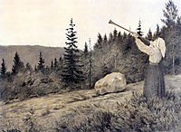 Up in the Hills a Clarion Call rings out, 1900, kittelsen
