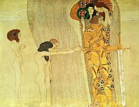 The Beethoven Frieze: The Longing for Happiness Finds Repose in Poetry Left wall, 1902, klimt