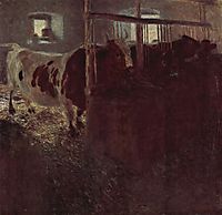 Cows in the barn, 1901, klimt
