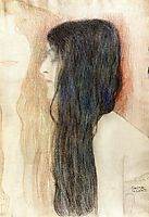 Girl with Long Hair, with a sketch for -Nude Veritas-, 1899, klimt