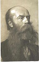Portrait of a man with beard in three quarter profil, klimt