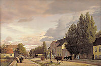 View of a Street in Østerbro outside Copenhagen. Morning Light, 1836, kobke