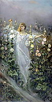Girl Between Hollyhocks, 1900, kotarbinski