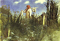 Girl with Washed Linen on the Yoke, 1874, kramskoy