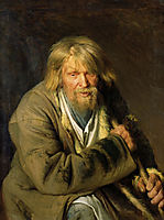 Old Man with a Crutch, 1872, kramskoy