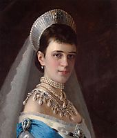 Portrait of Empress Maria Fiodorovna in a Head Dress Decorated with Pearls, kramskoy