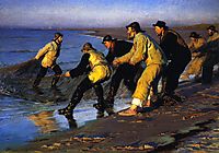 Fishermen Hauling the Net on Skagen-s North Beach, 1883, kroyer