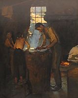 Italian village workers making hats, 1880, kroyer
