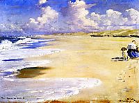 Marie Krøyer Painting on the Beach at Stenbjerg, 1889, kroyer