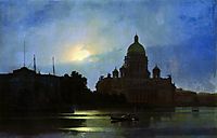 View of the Isaac Cathedral at Moonlight Night, 1869, kuindzhi