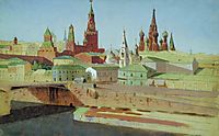 View of the Moskvoretsky Bridge, the Kremlin and the Pokrovsky Cathedral, 1882, kuindzhi
