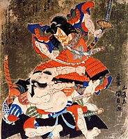 Ichikawa Danjuro VII and Bando  Mitsugoro III as Soga no Goro and  Asaina no Saburo, 1827, kunisada