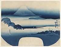 View of Fuji from Miho Bay, May, 1830, kunisada