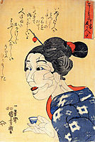 Even thought she looks old, she is young, kuniyoshi
