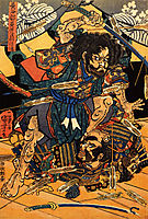 Hasebe Nobutsura during the taira attack on the takakura palace, kuniyoshi