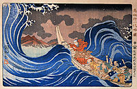In the Waves at Kakuda enroute to Sado Island, Edo period, c.1835, kuniyoshi