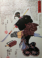 Ishi-jo, wife of Oboshi Yoshio, one of the loyal ronin, 1848, kuniyoshi