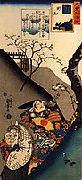 Minamoto Yoshiie at the Nakoso barrier, kuniyoshi