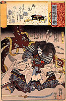 Minori - The mortally wounded Taira Tomomori with ahuge anchor, kuniyoshi