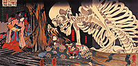 Mitsukini Defying the Skeleton, 1845, kuniyoshi