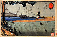 Mount Fuji from the Sumida River embankment, c.1842, kuniyoshi