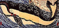 Musashi on the back of a whale, kuniyoshi