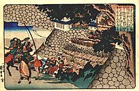Prince Shôtoku directing the attack on Moriya-s castle, 1840, kuniyoshi