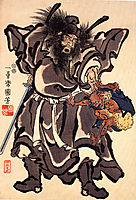 Shoki and Demon, Edo period, c.1850, kuniyoshi