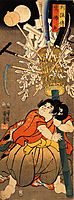 The young Benkei holding a pole, kuniyoshi