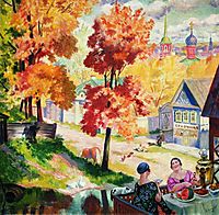 Autumn in the province. Teatime, 1926, kustodiev