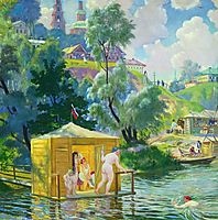 Bathing, 1921, kustodiev