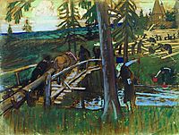 Build a monastery, 1906, kustodiev