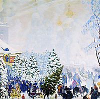 Christmas tree bargain, 1918, kustodiev