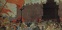 Festivities Marking the Opening of the Second Congress of the Comintern and Demonstration on Uritsky (Palace) Square in Petrograd on July 19th 1920, 1921, kustodiev