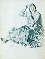 Girl brushing her hair, 1917, kustodiev
