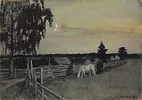Grazing horses, 1909, kustodiev