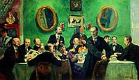 Group portrait of painters of the World of Art, 1920, kustodiev