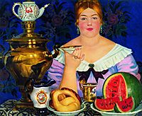 Mercahnt-s Wife Drinking Tea, 1923, kustodiev