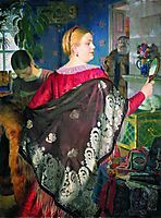 Merchant-s Woman with a Mirror  , 1920, kustodiev