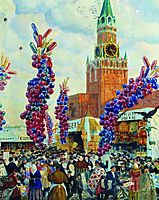 Palm market with Spassky Gate, 1917, kustodiev