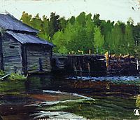 Pavlov-s mill on the river Yahrust, 1905, kustodiev