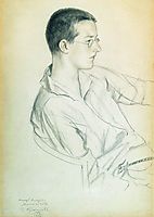 Portrait of composer Dmitri Shostakovich (in adolescence), 1923, kustodiev