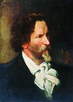 Portrait of Ilja Repin  , 1902, kustodiev
