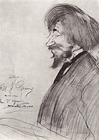 Portrait of Ilya Repin , 1902, kustodiev