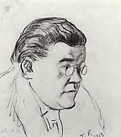 Portrait of Ivan Moskvin, 1914, kustodiev
