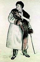 Portrait of the Opera Singer Feodor Ivanovich Chaliapin  , 1921, kustodiev