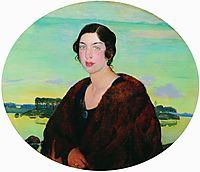 Portrait of pianist Rachel Slonimskaya, 1922, kustodiev