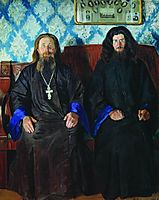 Portrait of a priest and a deacon , 1907, kustodiev